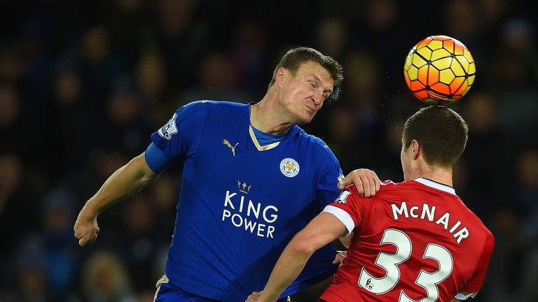 Robert Huth, Paddy McNair, Leicester City v Manchester United, Premier League