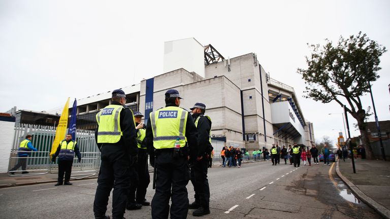 Police patrol outside White Hart Lane ahead of Sunday's Premier League match