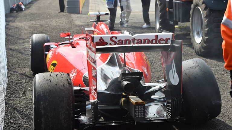 Raikkonen's damaged Ferrari after his latest clash with Bottas in Mexico