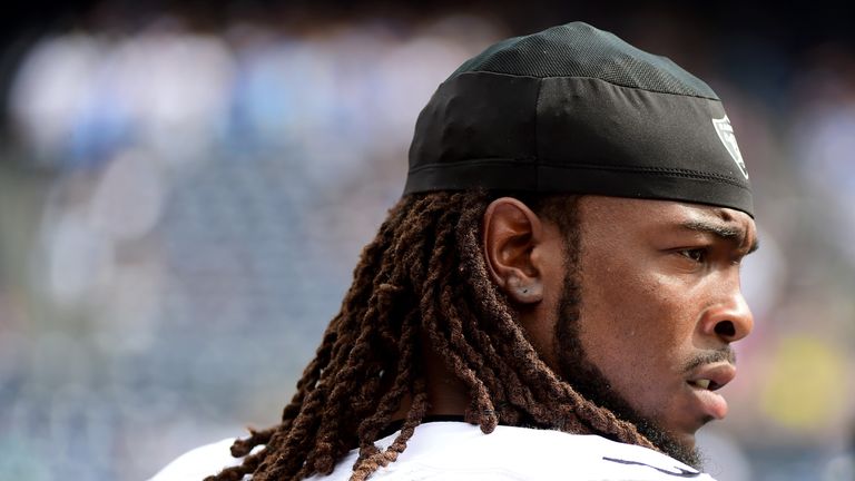 Ray-Ray Armstrong #57 of the Oakland Raiderswaits for kickoff against the San Diego Chargers  at Qualcomm Stadium on October 2