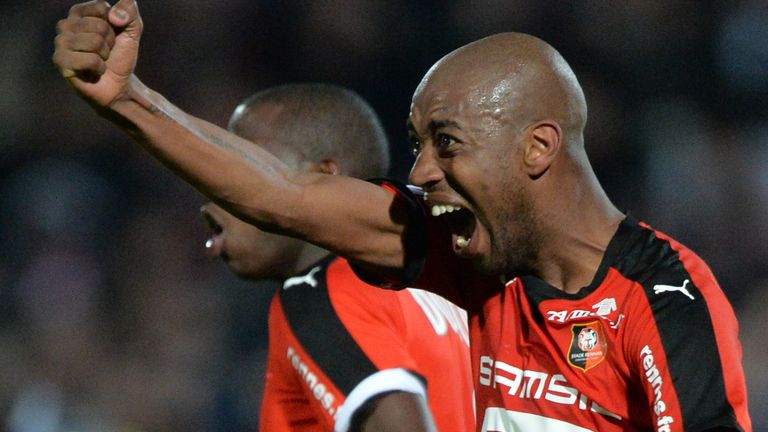 Rennes midfielder Gelson Fernandes celebrates
