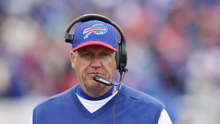 ORCHARD PARK, NY - OCTOBER 18:  Head Coach Rex Ryan of the Buffalo Bills walks the sideline during the second half of a game against the Cincinnati Bengals