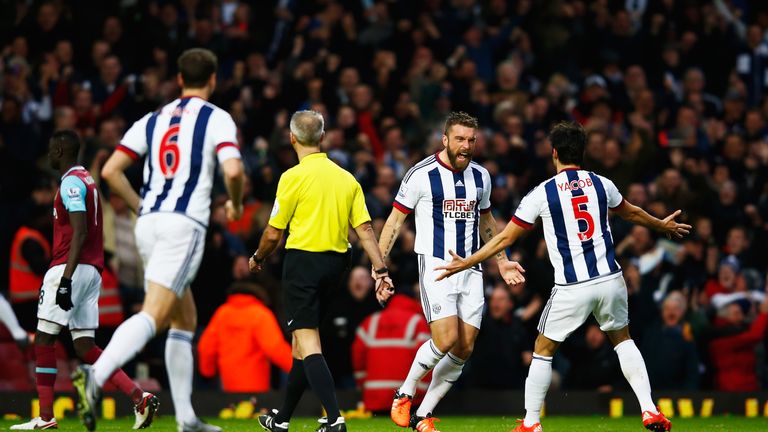Rickie Lambert equalises for West Brom after his shot deflected off Winston Reid