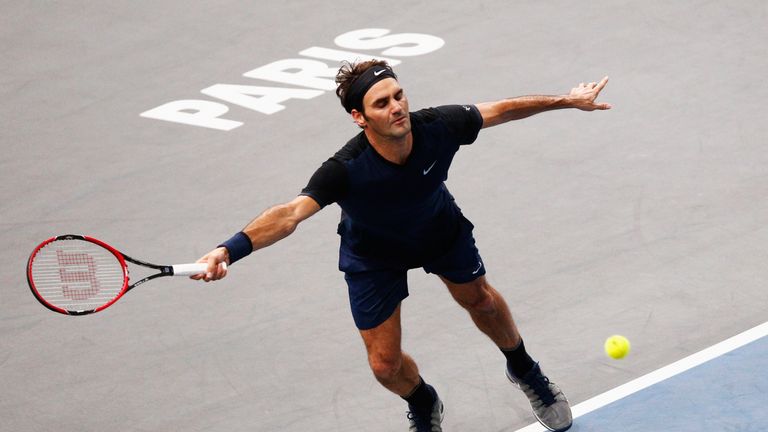 Roger Federer of Switzerland is beaten by a Ace serve from John Isner of the USA during Day 4 of the BNP Paribas Masters held
