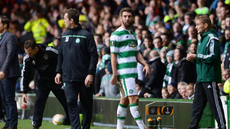 Charlie Mulgrew hobbles off after coming on for his first Celtic appearance in two months