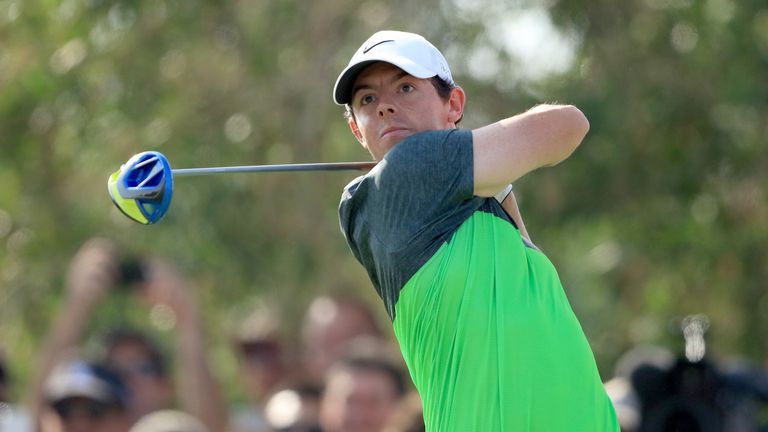 Rory McIlroy of Northern Ireland plays his tee shot in the DP World Tour Championship