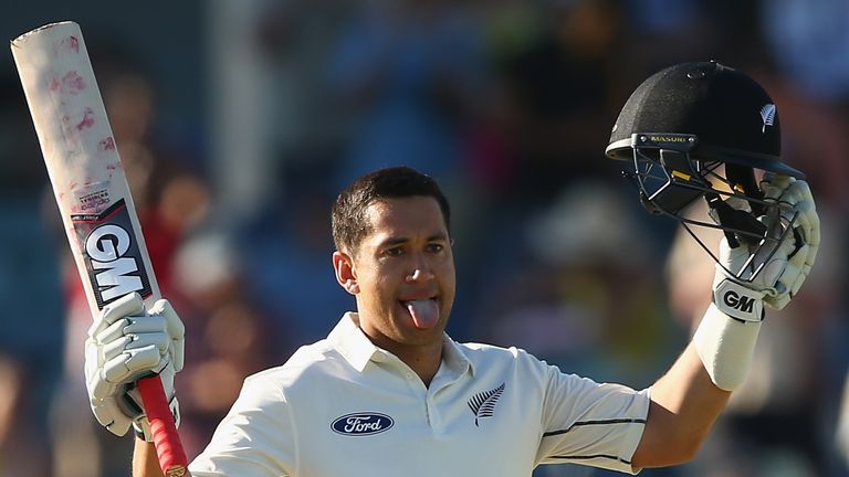 PERTH, AUSTRALIA - NOVEMBER 15:  Ross Taylor of New Zealand celebrates after reaching his double century during day three of the second Test match between 