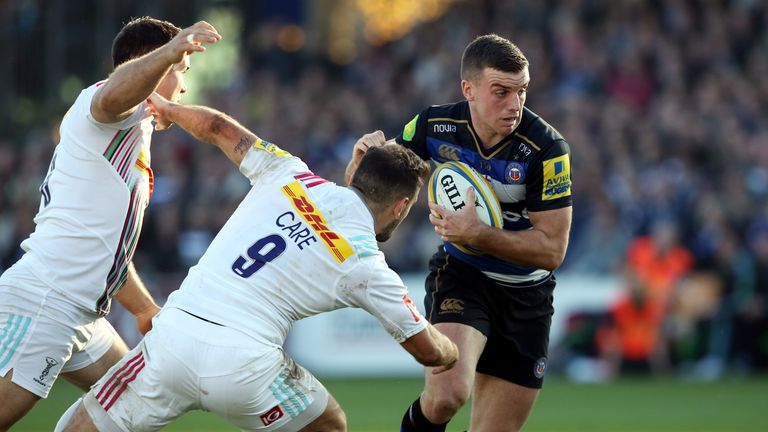 Bath fly-half George Ford evades Harlequins duo Danny Care and Dave Ward