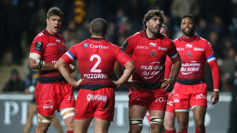 Dejected Toulon players during their Champions Cup loss at Wasps