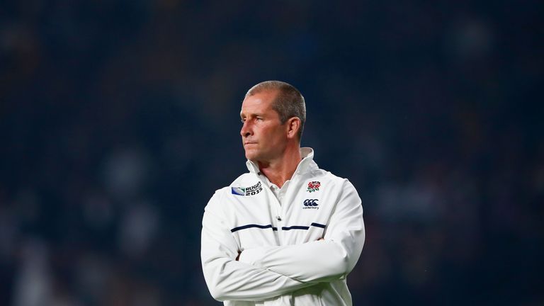 LONDON, ENGLAND - OCTOBER 03:  Stuart Lancaster, Head Coach of England looks on during the 2015 Rugby World Cup Pool A match between England and Australia 