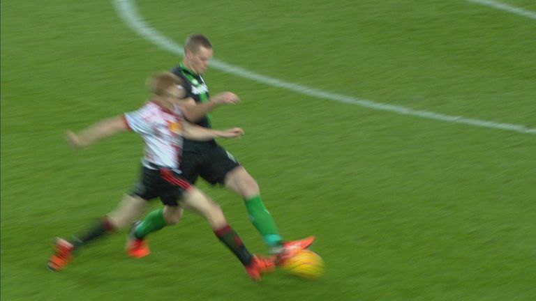 Ryan Shawcross is sent-off for two yellow card offences against Sunderland.