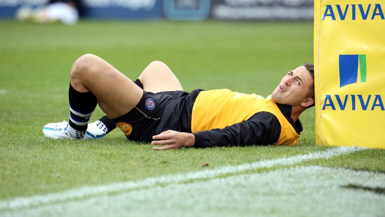 Sam Burgess warms up for Bath