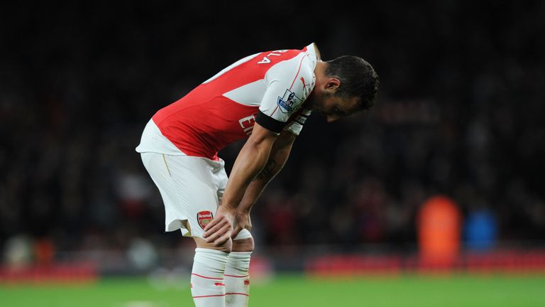 Arsenal's Santi Cazorla looks disappointed