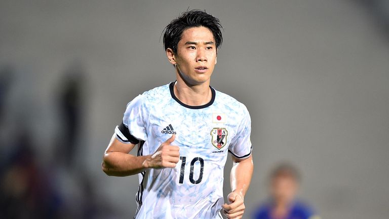 PHNOM PENH, CAMBODIA - NOVEMBER 17: Shinji Kagawa #10 of Japan runs during the 2018 FIFA World Cup Qualifier match between Cambodia and Japan on November 1