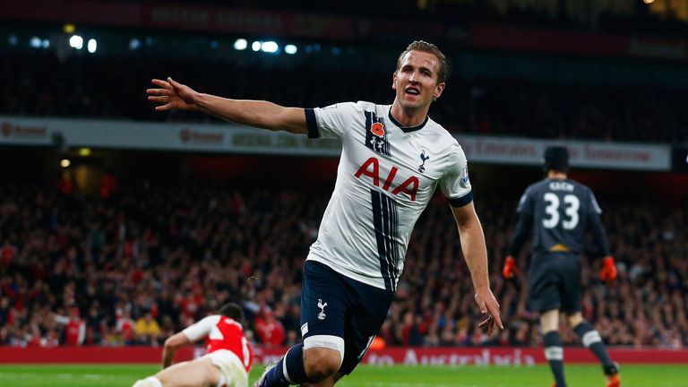 Harry Kane celebrates after putting Spurs in front