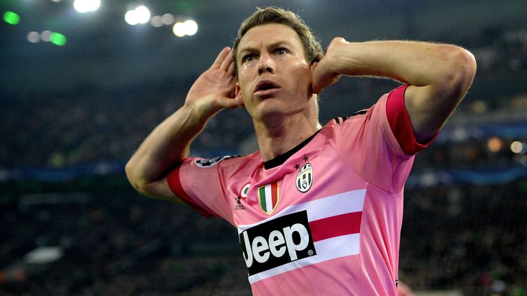 Stephan Lichtsteiner of Juventus celebrates after scoring