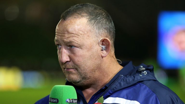 LONDON, ENGLAND - NOVEMBER 06:  Steve Diamond, the Sale director of rugby looks on during the Aviva Premiership match between Harlequins and Sale Sharks at