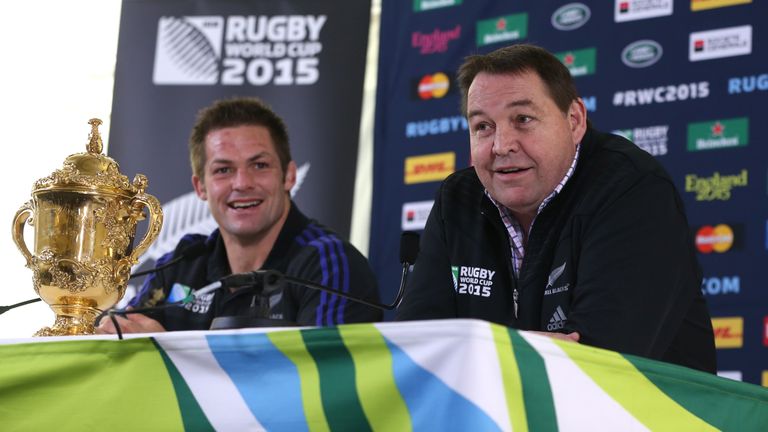 Steve Hansen (right) thinks someone else will be in charge of the All Blacks in 2019