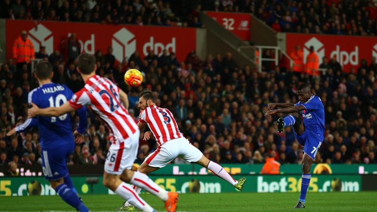 Ramires shoots at goal, Stoke v Chelsea, Premier League