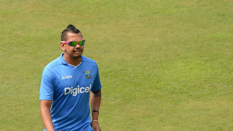 West Indies cricketer Sunil Narine walks