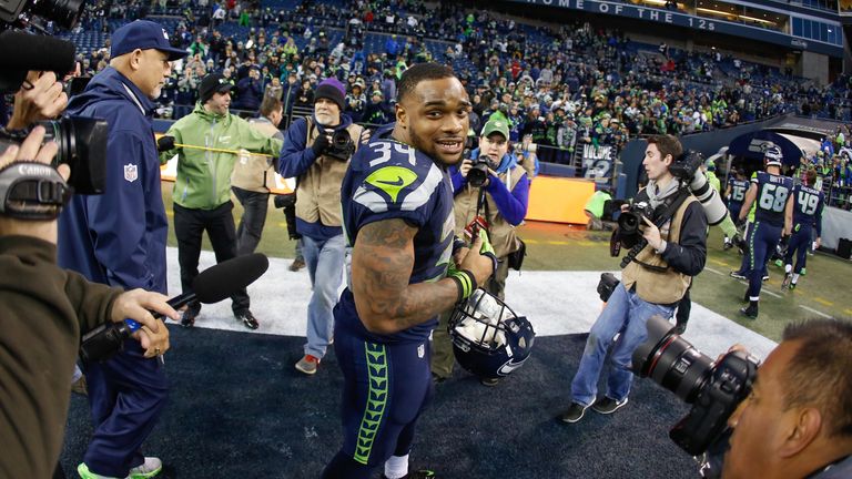 Thomas Rawls heads off the field after defeating the San Francisco 49ers 29-13.