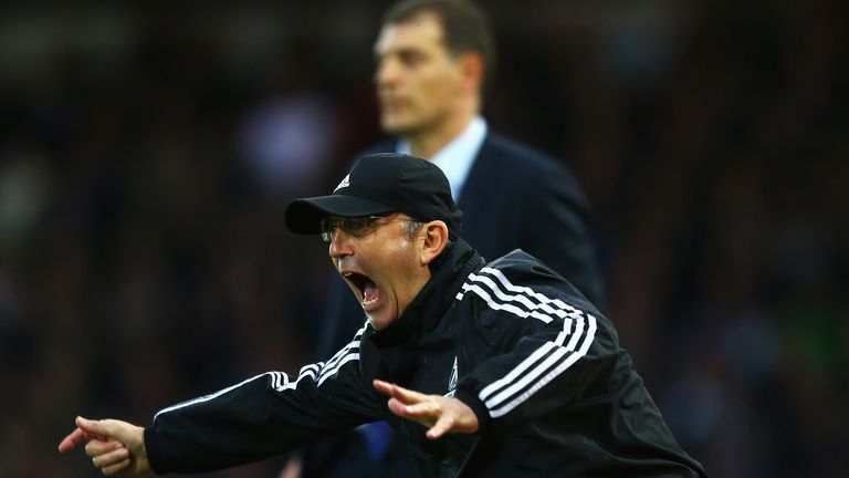 West Brom manager Tony Pulis reacts on the touchline at Upton Park