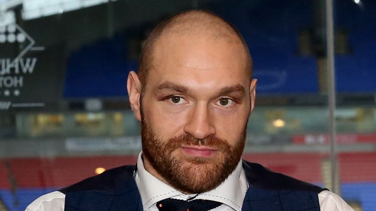 Tyson Fury during a homecoming event at the Macron Stadium, Bolton