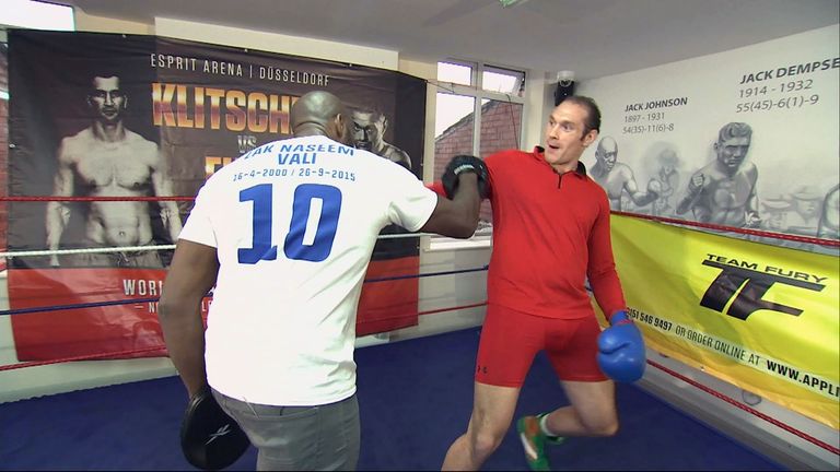Tyson Fury in the ring with Johnny Nelson