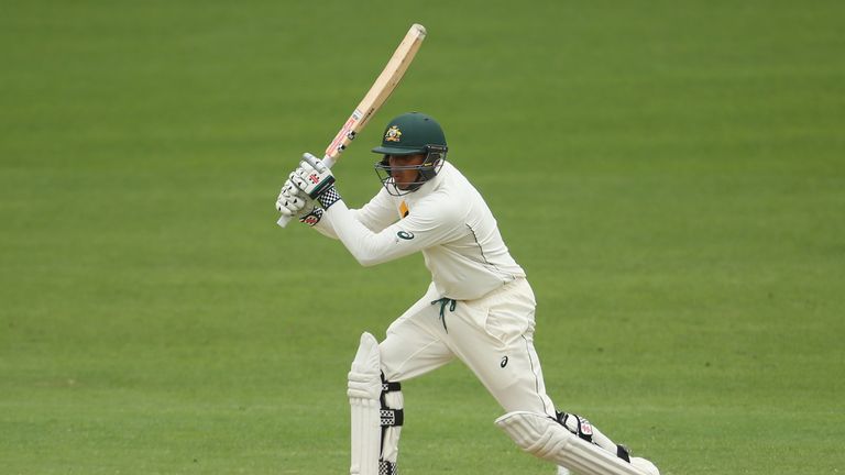 Usman Khawaja on day two of the First Test between Australia and New Zealand at The Gabba