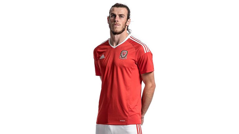 Gareth Bale models Wales' kit for Euro 2016