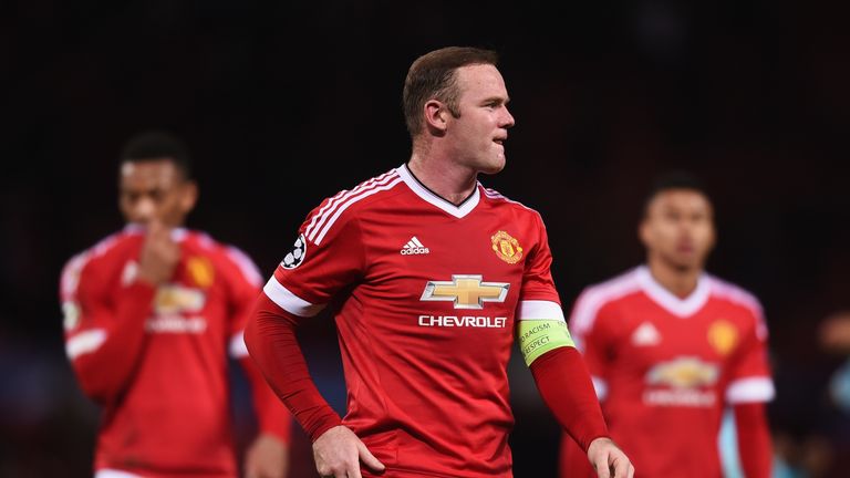 Wayne Rooney looks on after the UEFA Champions League Group B match between Manchester United and PSV Eindhove