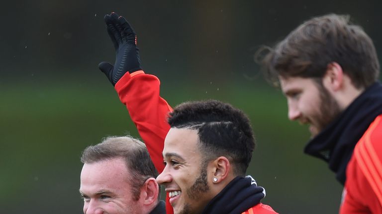 Wayne Rooney and Memphis Depay have trained ahead of Manchester United's clash with PSV Eindhoven
