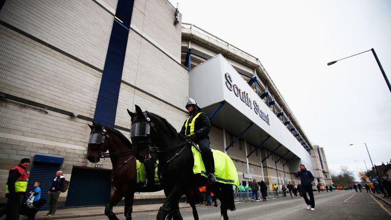 LONDON, ENGLAND - NOVEMBER 22: Police on horseback patrol outside the ground prior to the Barclays Premier League match between Tottenham Hotspur and West 