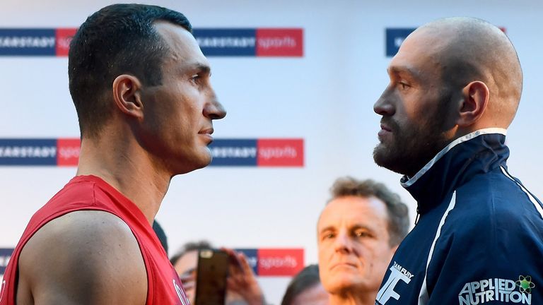 Wladimir Klitschko of Ukraine and Tyson Fury of UK