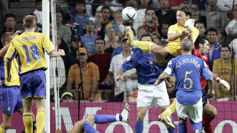Ibrahimovic scored with an audacious backheel against Italy at Euro 2004
