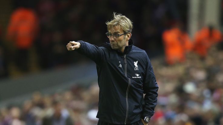 Jurgen Klopp, manager of Liverpool gives instructions during the Capital One Cup Fourth Round match between Liverpool and Bournemouth