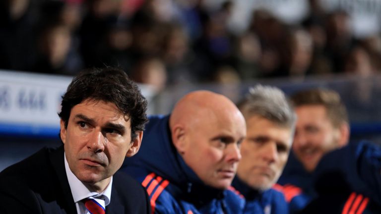 Aitor Karanka, manager of Middlesbrough looks on during the Sky Bet Championship match against Ipswich Town.