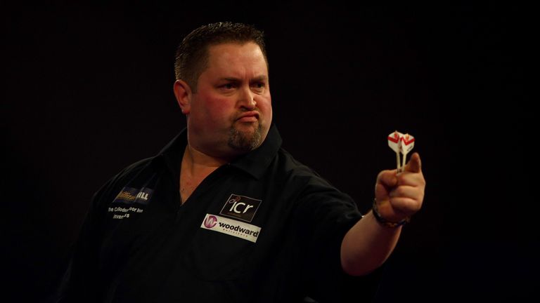 Alan Norris of England celebrates during his match against Robert Thornton of Scotland during the 2016 William Hill PDC World Darts Championship