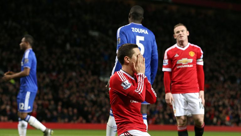 Manchester United's Ander Herrera rues a missed chance 