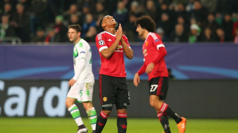 Anthony Martial missed chance reaction, Wolfsburg v Manchester United, Champions League