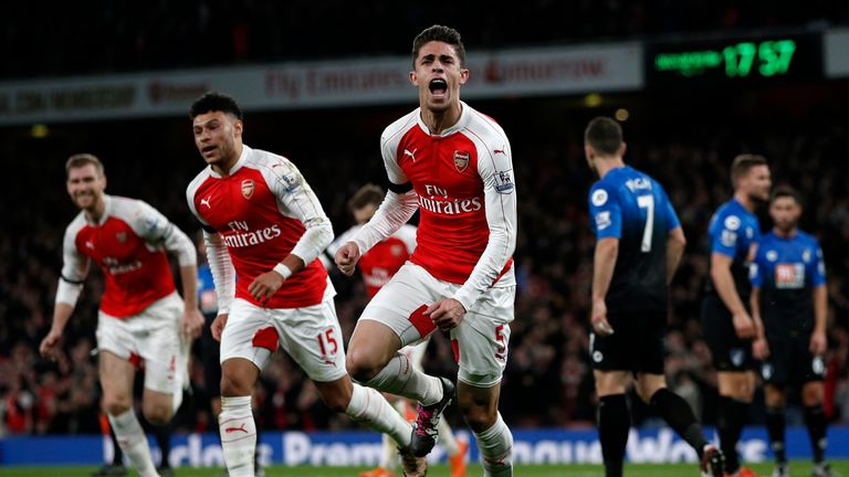 Arsenal defender Gabriel celebrates after scoring against Bournemouthnn