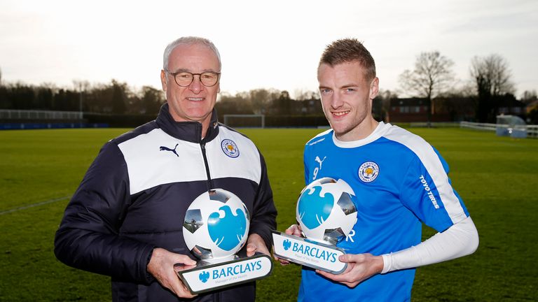 Leicester City manager Claudio Ranieri and Jamie Vardy 