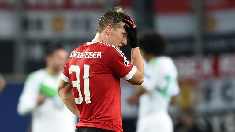 A dejected Bastian Schweinsteiger of Manchester United