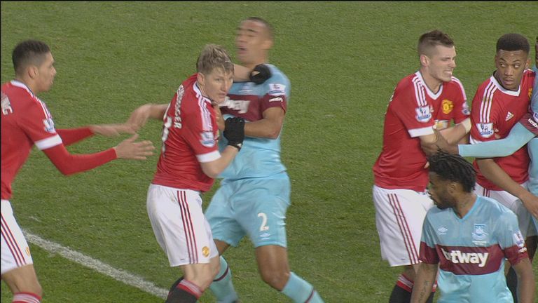 Schweinsteiger appeared to elbow Reid in the throat