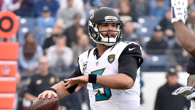 Blake Bortles #5 of the Jacksonville Jaguars throws against the Tennessee Titans during the game at Nissan Stadium on December