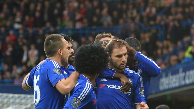 Chelsea's Branislav Ivanovic (R) celebrates
