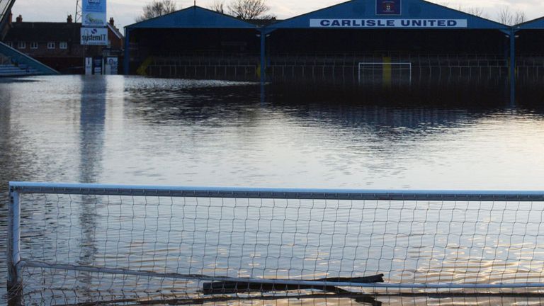 Carlisle's Brunton Park is currently i=under water