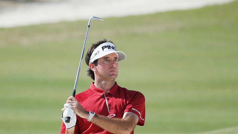 NASSAU, BAHAMAS - DECEMBER 03:  Bubba Watson of the United States hits a bunker shot on the 11th hole during the first round of the Hero World Challenge at