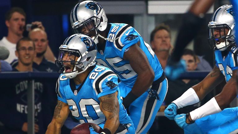Kurt Coleman #20  and Bene' Benwikere #25 of the Carolina Panthers