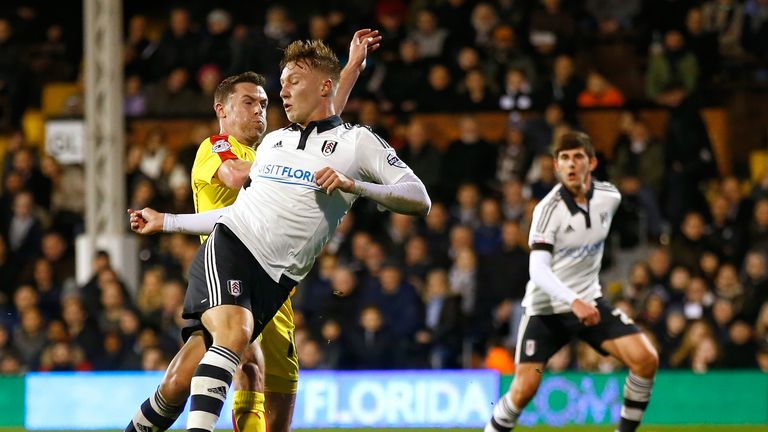 Cauley Woodrow scores his second goal for Fulham